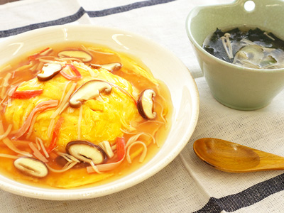 天津飯 、野菜中華スープ